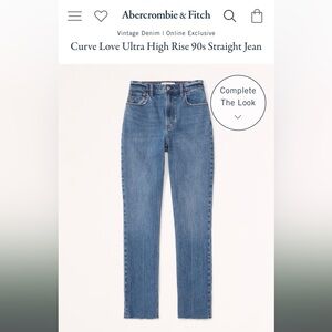 Abercrombie & Fitch Curve Love Ultra High Rise 90s Straight Jean 26 Short